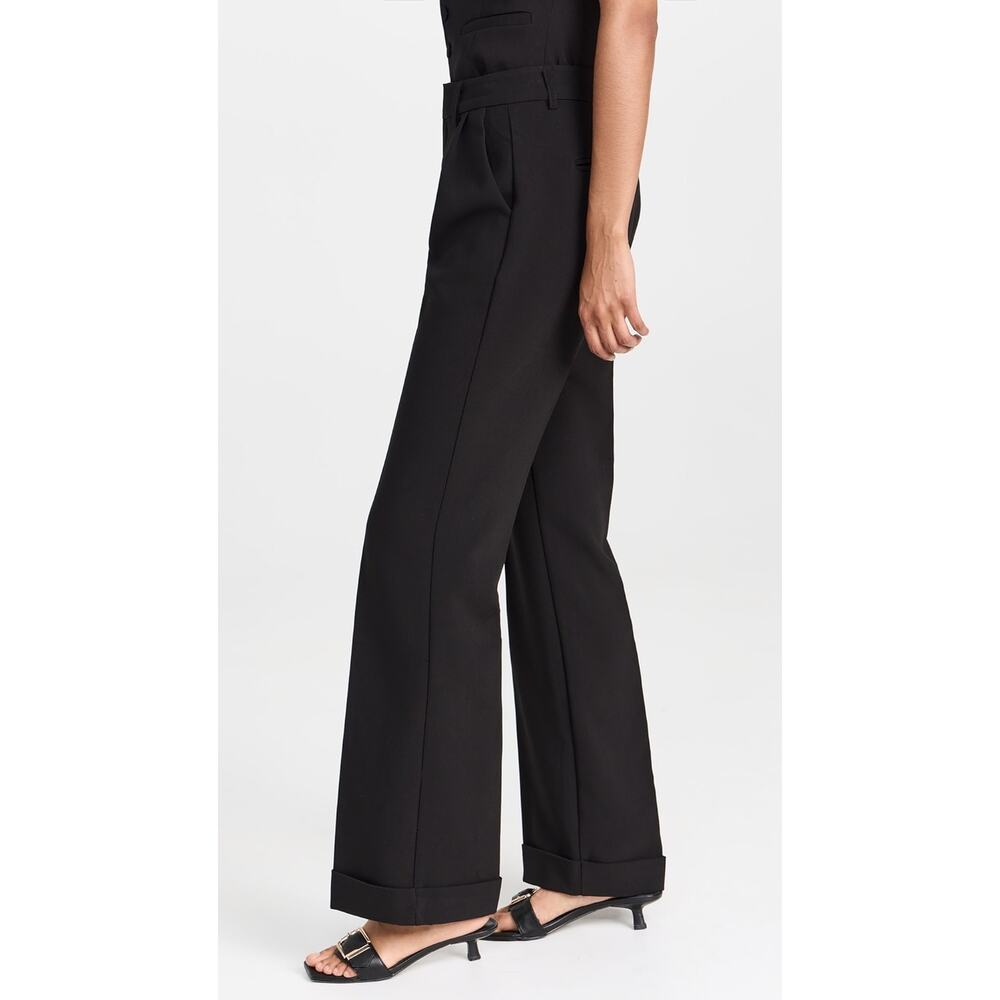 PAIGE NWT Aracelli Pants Trousers Pleated Cuffed Black Sz 6  MSRP $250 - Picture 2 of 11